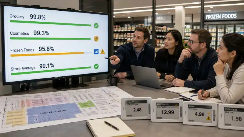 ESL pilot performance comparison showing weaker update success in the frozen food department